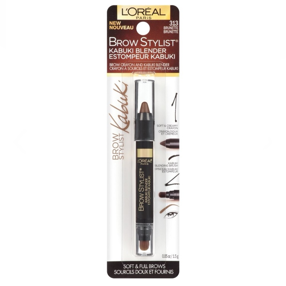 NEW L'Oreal Paris Brow Stylist Kabuki Blender Brow Crayon & Blender 313 Brunette